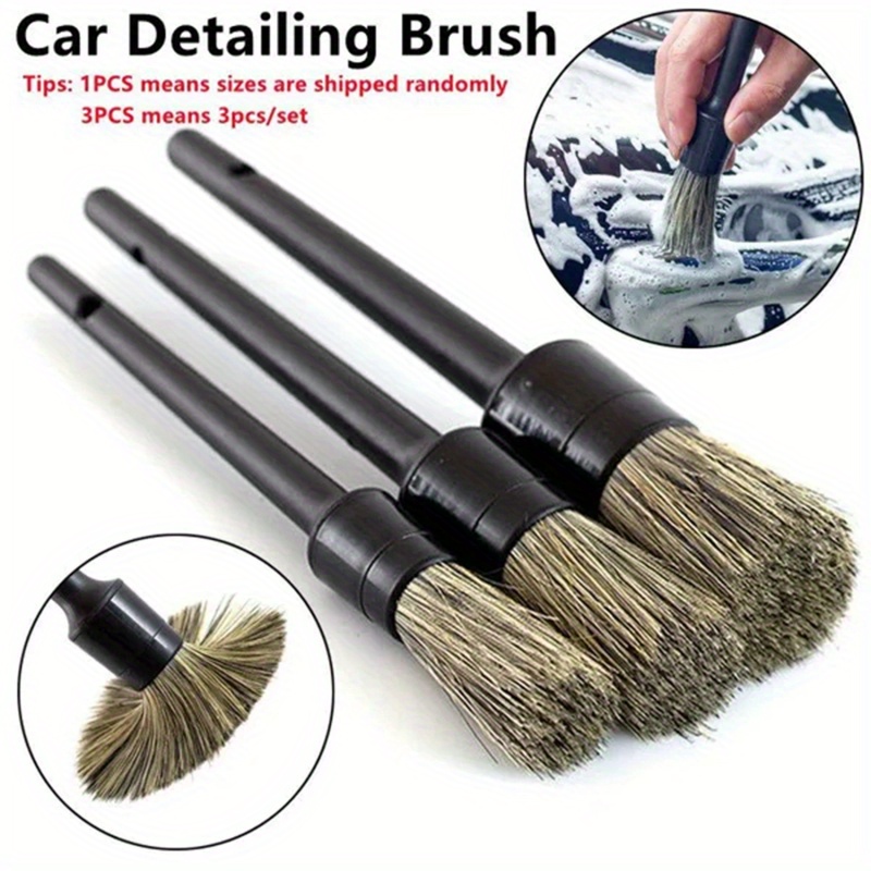 3 Pcs Natural Boar Hair Car De - Detailing Brush Set recension och pris