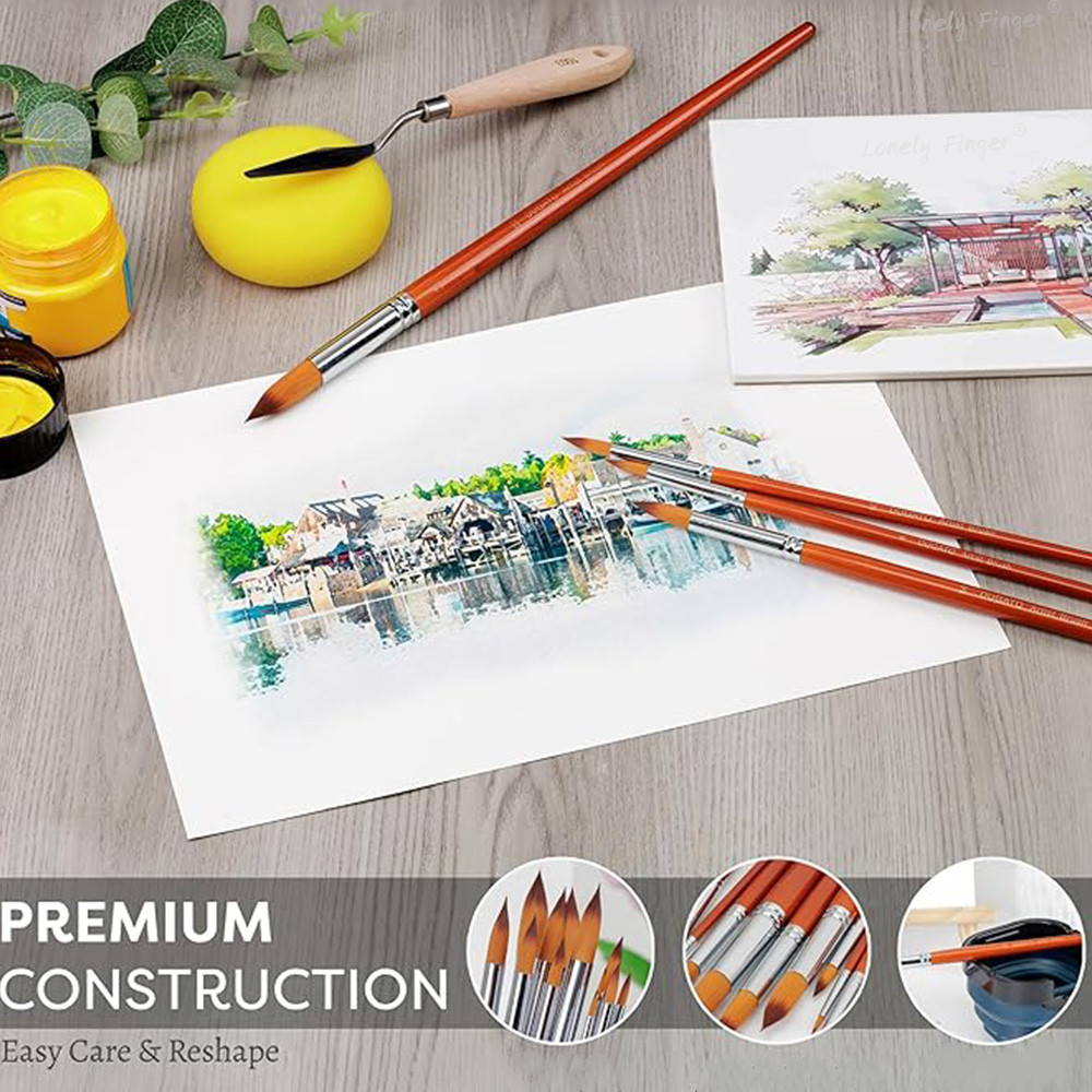 13pcs Long Handle Artist Water - Detailing Brush Set recension och pris
